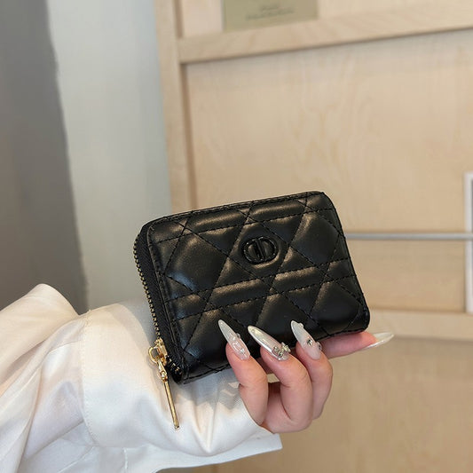 Bolsa de cartas de diseño de nicho anti-desmagnetizadora, tipo cremallera de diamante hembra con posición múltiple, un exquisito portatarjetas de alta gama de estilo órgano pequeño