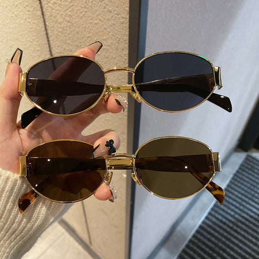 Gafas de sol europeas y americanas de montura redonda para mujeres, gafas de moda de alta gama para mujeres, protección UV para fotografía y decoraciones de moda para mujeres