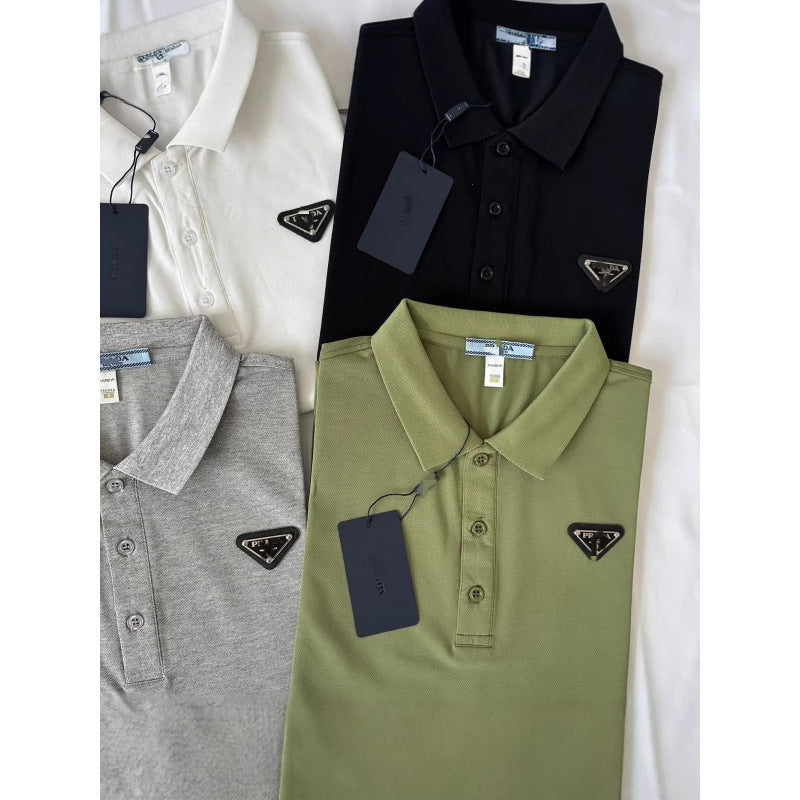 Polo Hombre Manga Corta | Logo Metálico Triangular | Clásico Casual