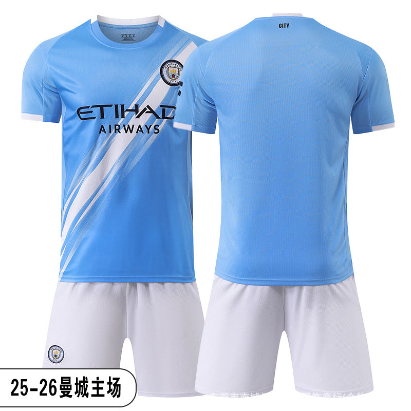 26 27 Camiseta de local del Manchester City, set de equipación de fútbol de la Premier League 9 de Haaland, equipación de entrenamiento infantil, nueva camiseta