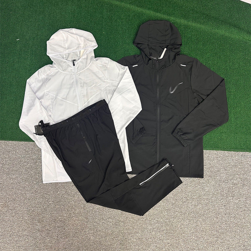 Ensemble coupe-vent de sport pour homme | Capuche séchage rapide