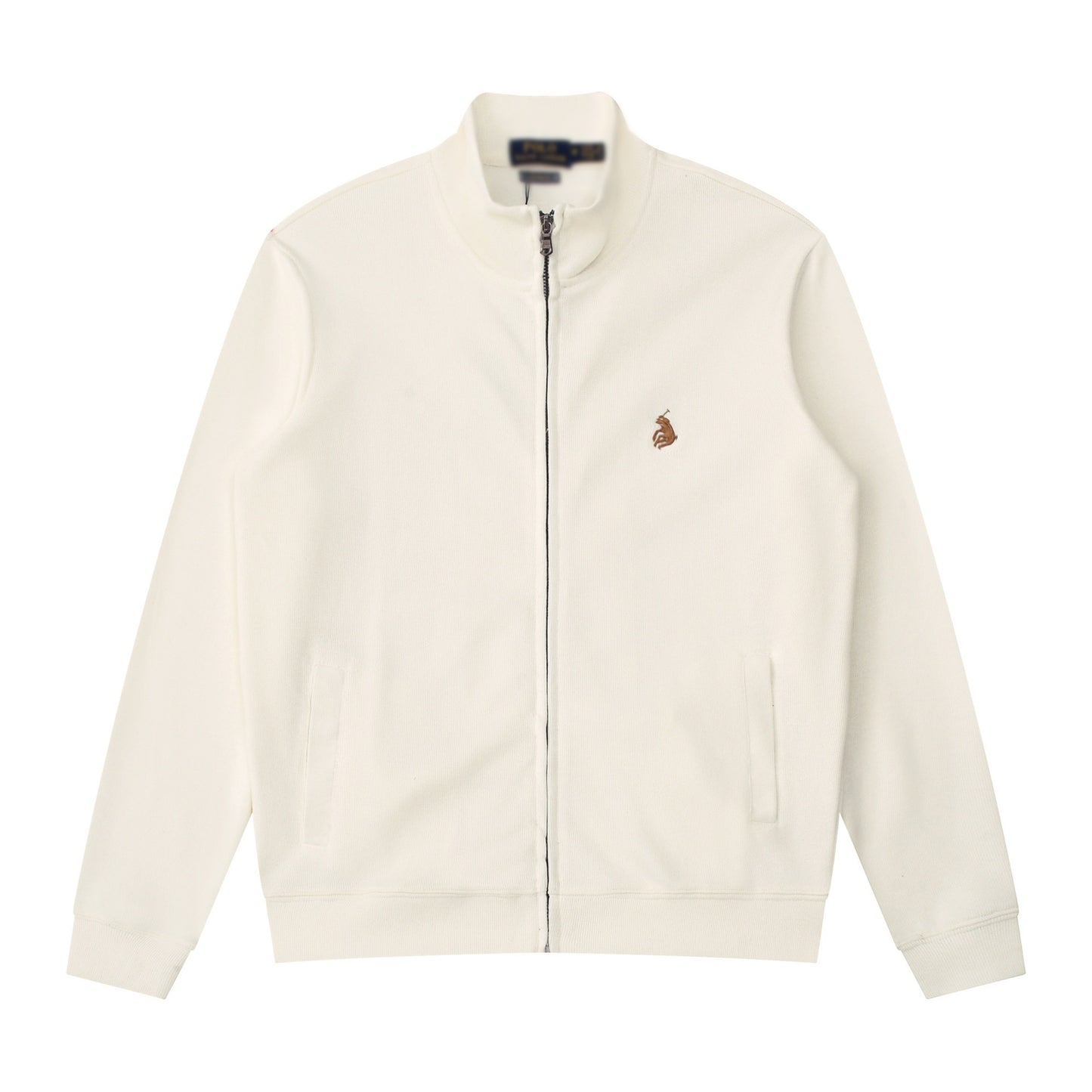 Sudadera americana nueva bordada de ponis americano transfronteriza de outono/invierno, cuello alto, cárdigan polo de algodón puro con cremallera media alta, top informal