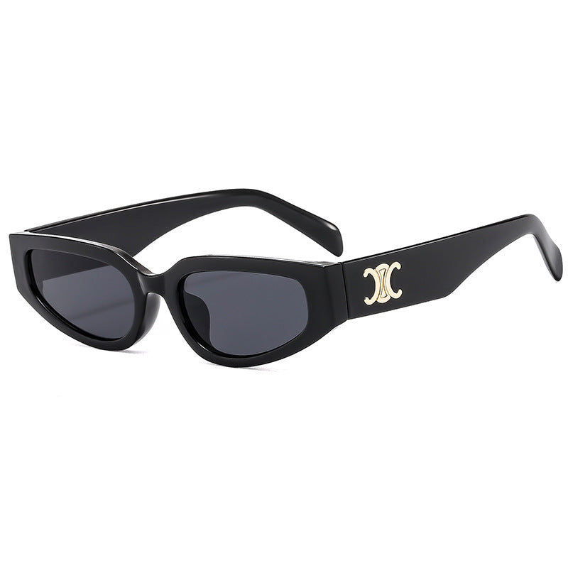 2025 Nueva gafas de sol de montura pequeña de alta gama de INS Fashion para mujer, gafas de sol de moda de ojo de gato para hombres, ventas directas transfronterizas desde Europa y América