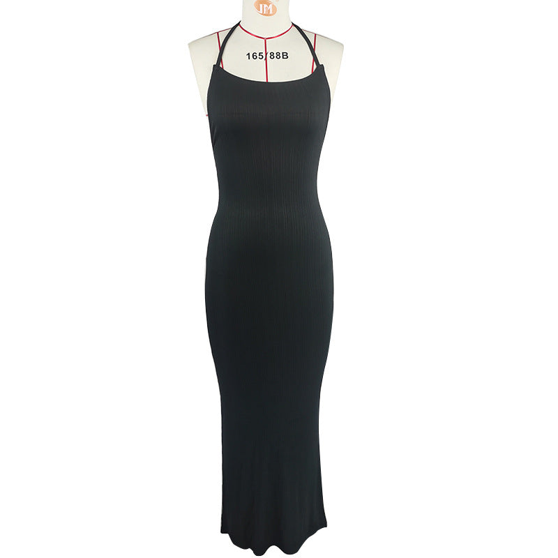 Ropa europea y americana 2025 Nuevo vestido de verano fino con tiras de moda Amazon Fashion sexy con tiras grandes y abiertas
