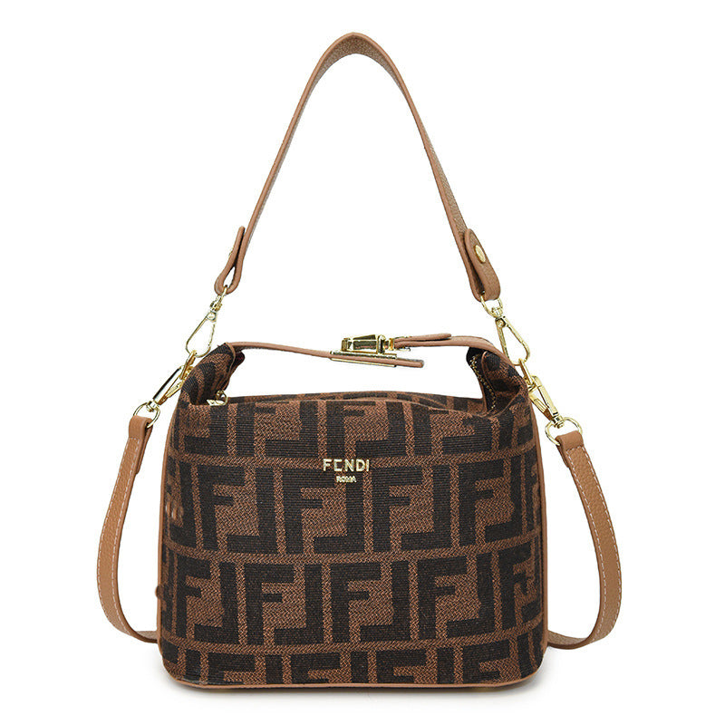 Nuevo bolso de lonchera usado 2025, monograma de moda portátil, bolsa de almohada, bolso bandolera de estilo coreano estampado de un solo hombro