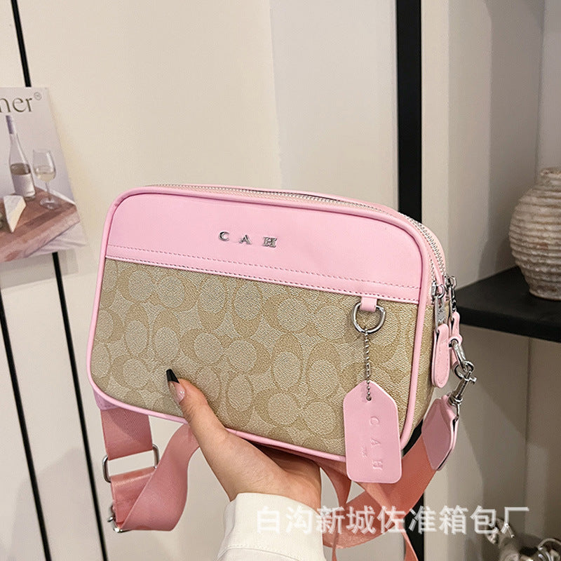 Bolsa nueva para cámara de la marca C, bolso cruzado de doble cremallera con doble cremallera en PU y bolso de hombro cruzado Graham clásico