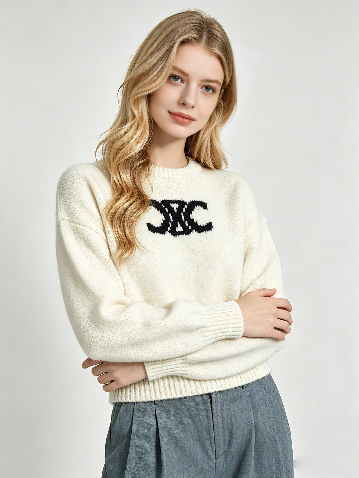 Drop Shoulder Jacquard Sweater CE | Autumn Winter
