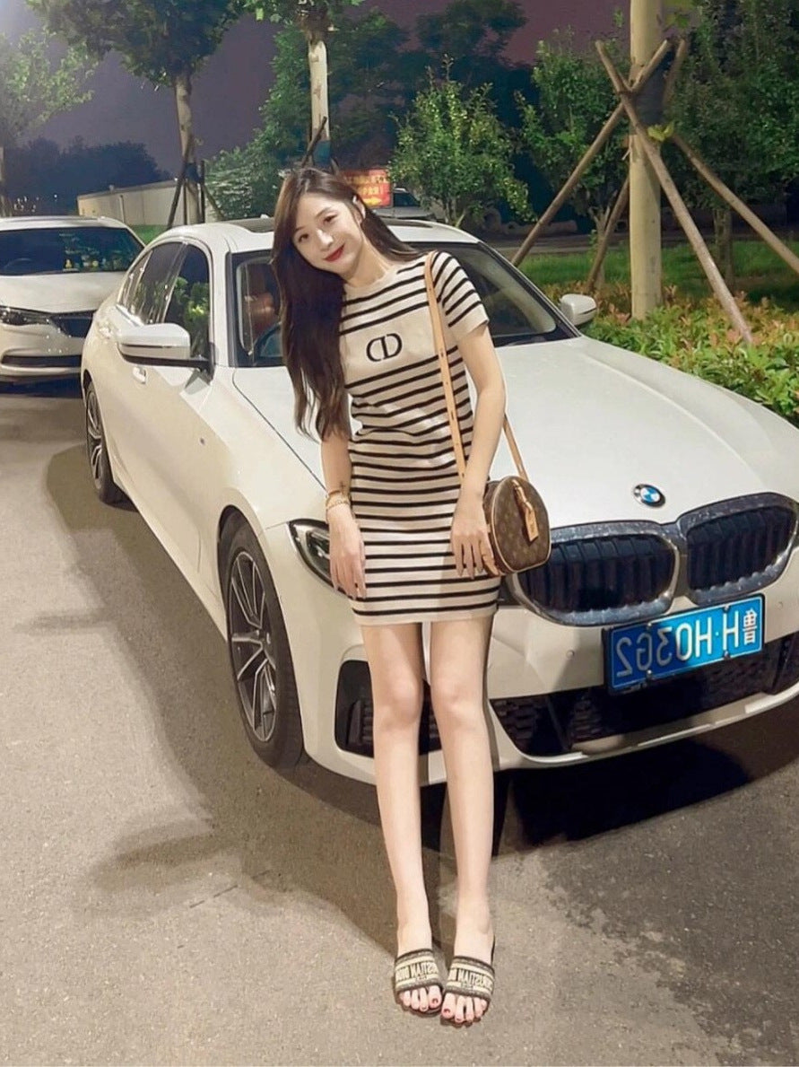 Women's striped knit dress CD | Summer style