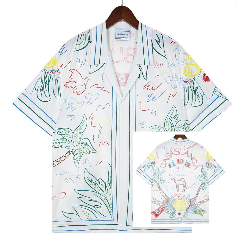 Set de camiseta de manga corta con letras de un partido de fútbol CASA de primavera/verano, jersey holgado y de moda para hombres