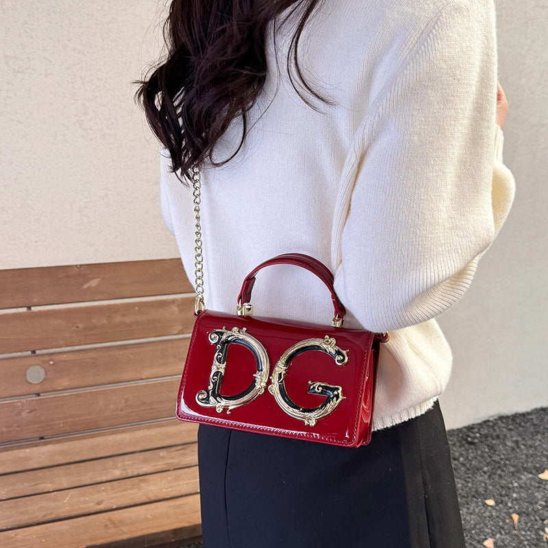 Borsa donna in vernice | Tracolla a catena sera moda versatile | Senza scatola