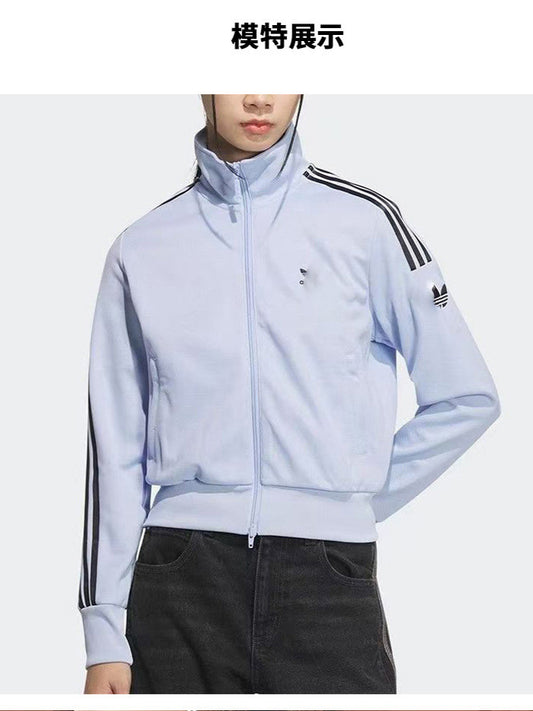 Veste courte à trois bandes pour femme AD | Capuche et fermeture éclair