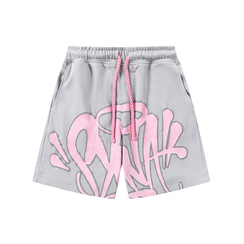 Camiseta americana de hip-hop callejero, camiseta de manga corta holgada con letras de hombre, pantalones cortos informales, conjunto deportivo versátil