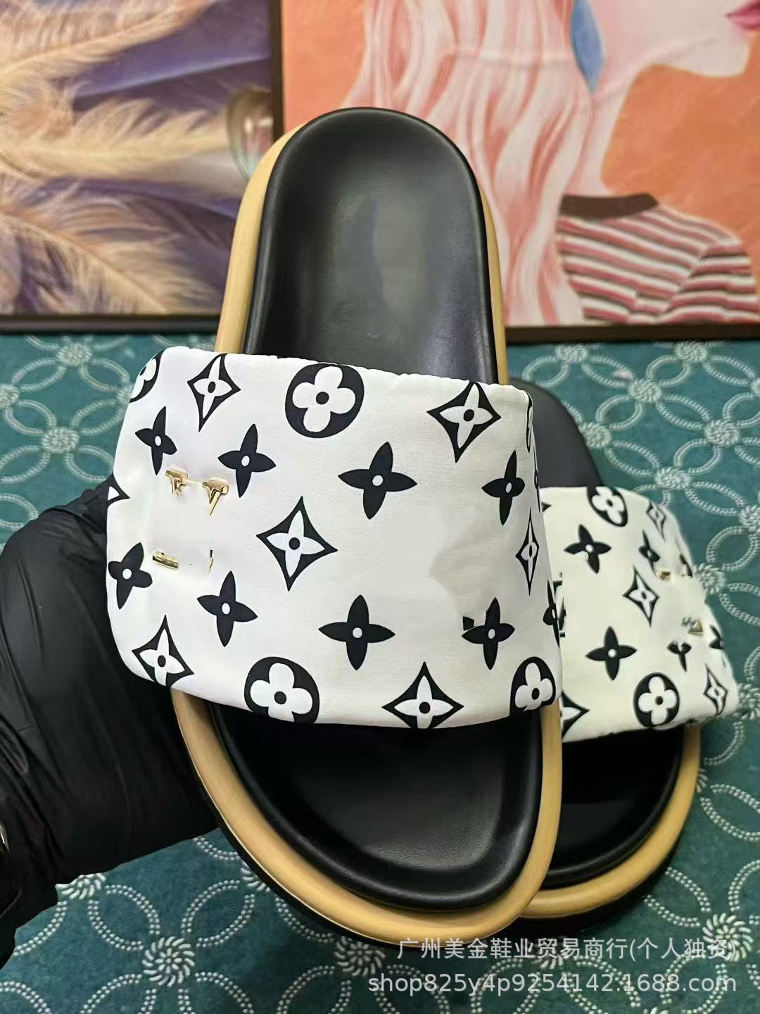 Zapatillas de Velcro de suela gruesa Donkey Home para mujer, 2025 Nuevas zapatillas antideslizantes de denim con letras antideslizantes para exportación