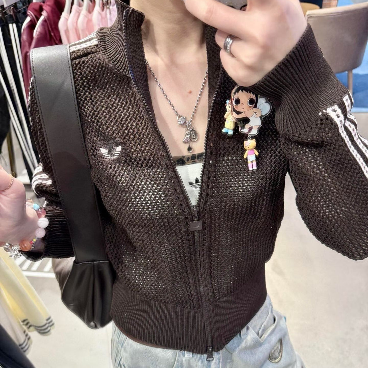 Completo in maglia traforata da donna | Manica lunga e pantaloncini
