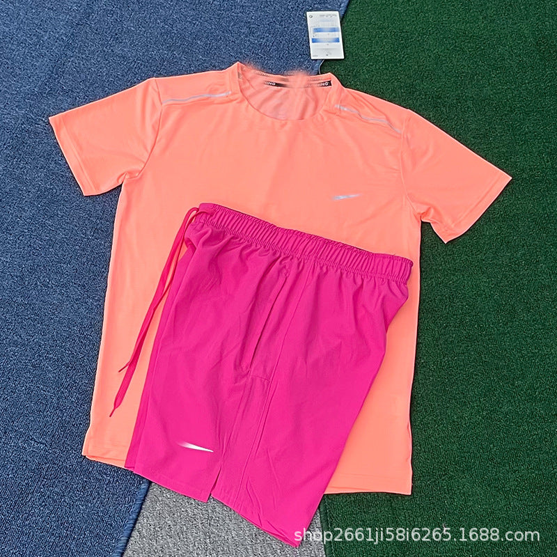 Conjunto de running deportivo nuevo y de secado rápido, transpirable, holgado y casual de manga corta para hombres y mujeres
