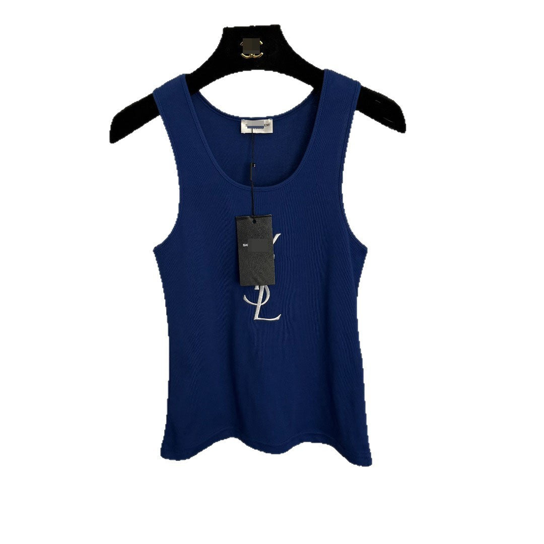 Top donna ricamato YSL | Cotone leggero