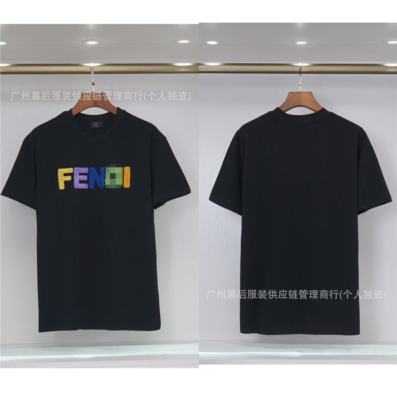 Versión correcta de la tendencia de lujo de París B: 26SS nuevo bordado unisex con cuello redondo, camiseta de algodón de manga corta y manga corta, comercio exterior