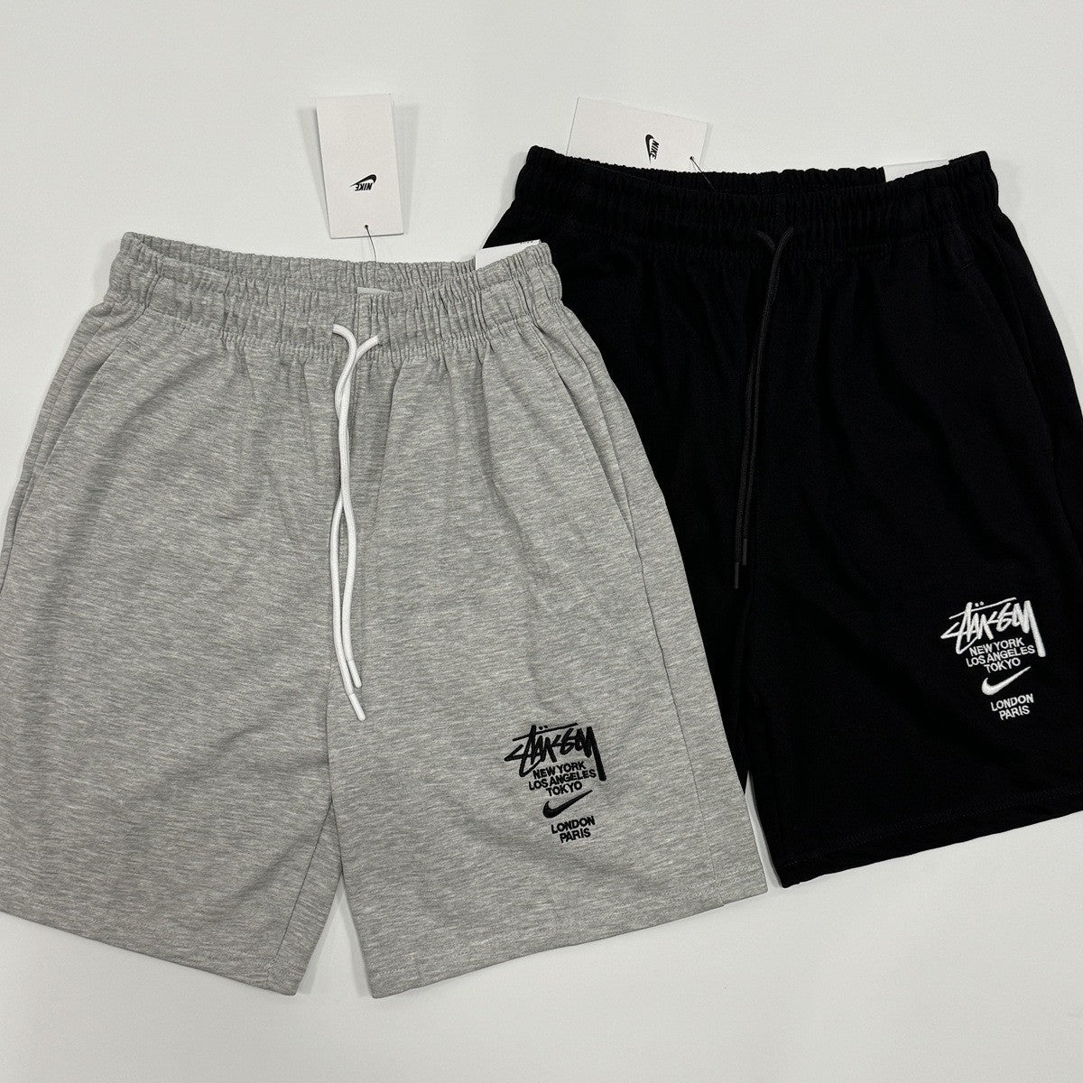 Pantalones estampados bordados de pierna recta de verano, pantalones deportivos, pantalones versátiles de cinco puntos AJ Flying Logo, conjunto de ropa deportiva para el verano masculino