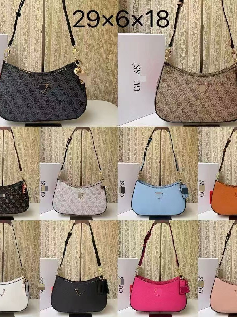 GS Adivina el nuevo bolso europeo y americano sencillo de un solo hombro con viento cruzado y de forma de brazo cruzado, bolso de bolita de color sólido bolso de luna creciente