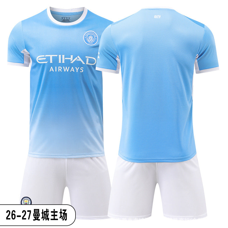 26 27 Camiseta de local del Manchester City, set de equipación de fútbol de la Premier League 9 de Haaland, equipación de entrenamiento infantil, nueva camiseta