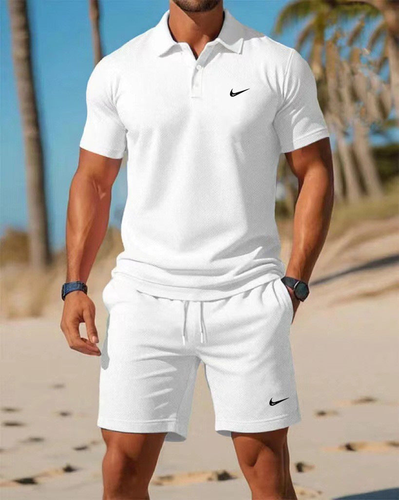 Conjunto de polo deportivo casual para verano transfronterizo 2026, sencillo, a la moda, de secado rápido, transpirable