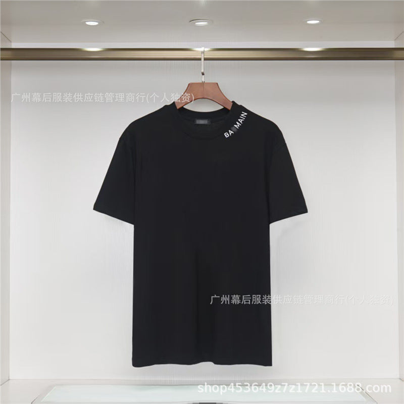 Versión correcta de la tendencia de lujo de París B: 26SS nuevo bordado unisex con cuello redondo, camiseta de algodón de manga corta y manga corta, comercio exterior
