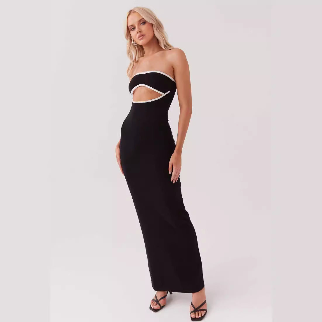 2026 verano nuevo comercio exterior transfronterizo Amazon falda americana chica sexy y sexy con bandeau vestido de punto con falda larga chica