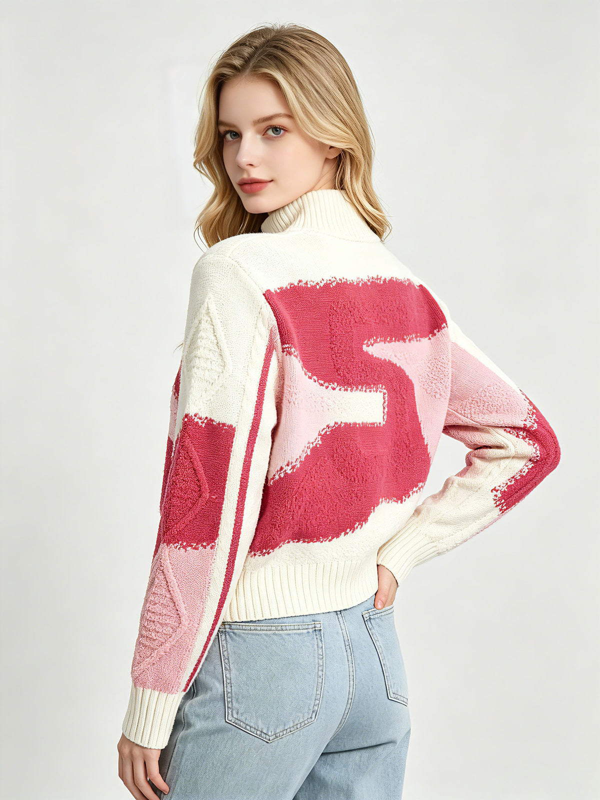 Women's chunky cardigan EC | High neck and zip