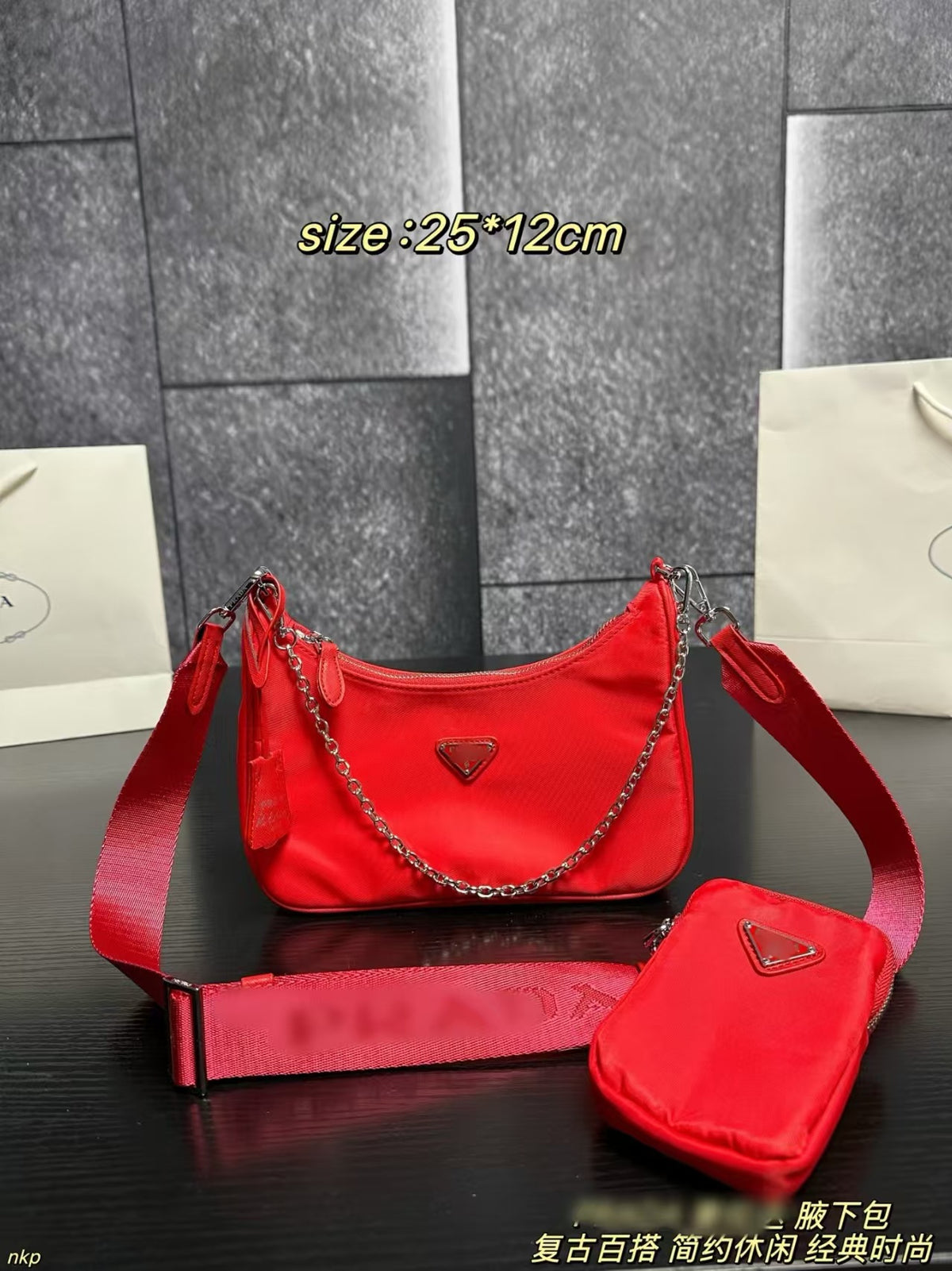 Bolso GUE | Nailon Y Cadena | Con Caja