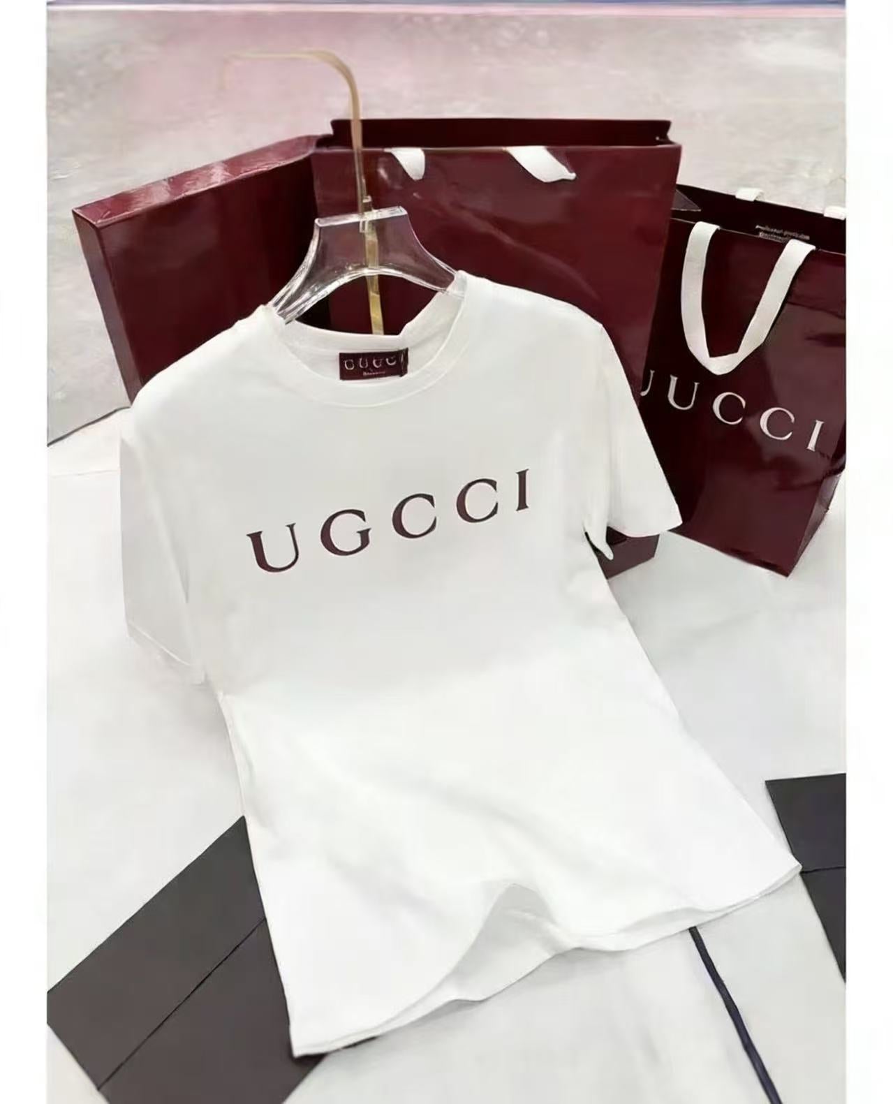 Nueva pareja Gu con cuello redondo de manga corta con cuello redondo con estampado de letras Gu, parejas unisex de moda, versátiles, holgadas y casuales