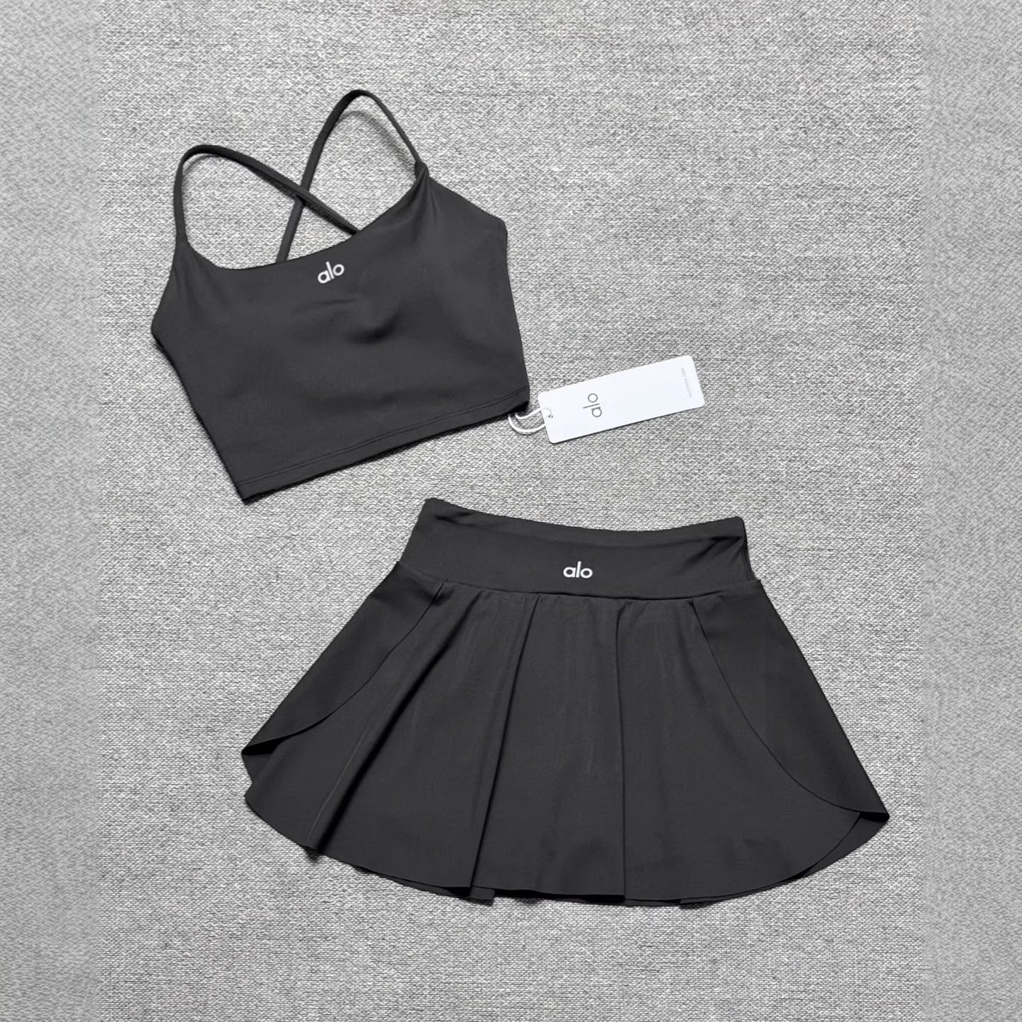 Conjunto de falda de yoga plisada de primavera y verano Alo26 Set de falda de golf para correr fitness conjunto de dos piezas