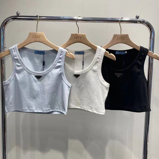 Camiseta Sin Mangas Mujer Etiqueta Triangular | Pantalones Cortos Versátiles