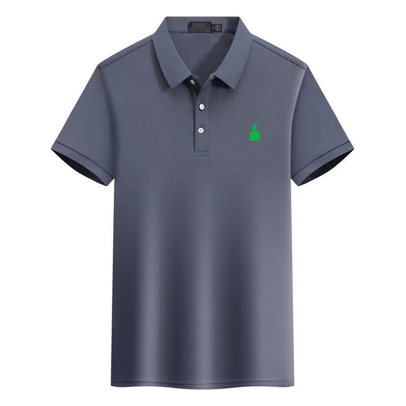 Verano 2025 Comercio Exterior RLoro Camiseta Raco Ralph Lawrence Camiseta de Manga Corta Hombre Logo de Solapa Pony Bordada Ropa Casual Bordada