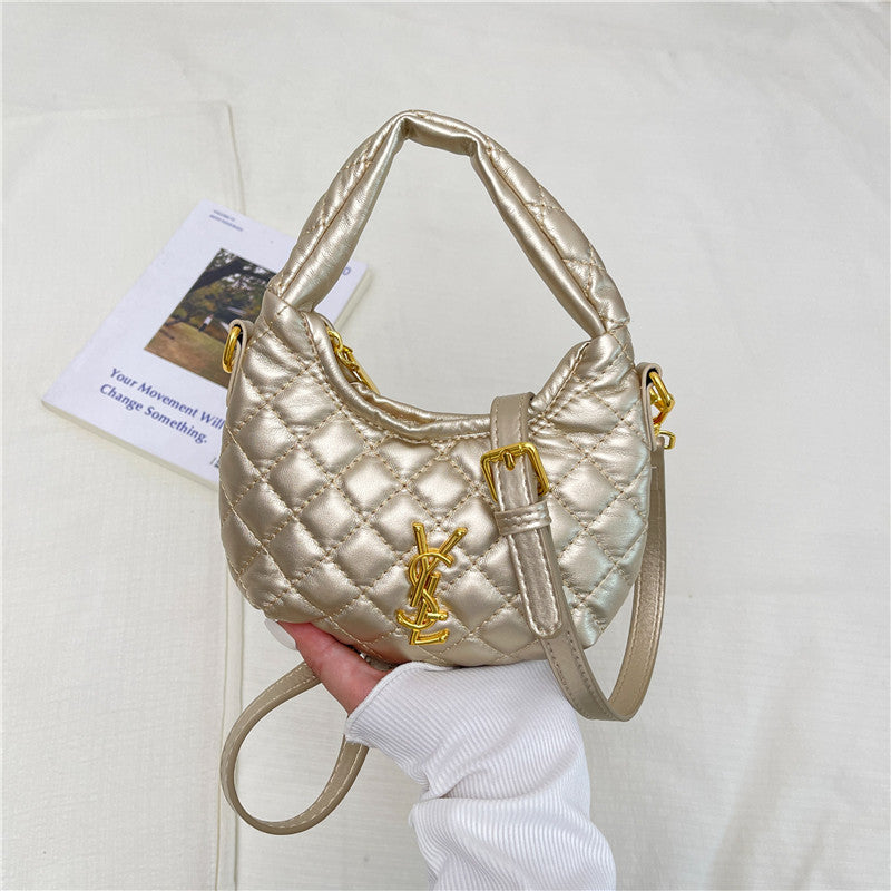 Bolso cruzado de un solo hombro bordado con diseño de bolso transfronterizo para mujer, diseño de bolso de mano de nicho, con patrón de diamantes bordado y vendido