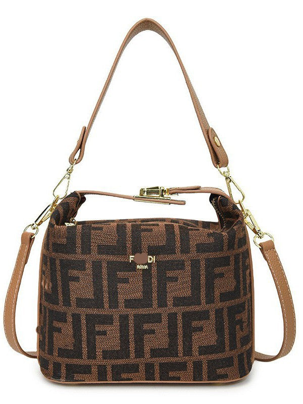Nuevo bolso de lonchera usado 2025, monograma de moda portátil, bolsa de almohada, bolso bandolera de estilo coreano estampado de un solo hombro