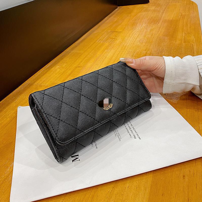 Hilo de bordado para carteras transfronterizas al por mayor, nuevo diseño de nicho de lujo ligero coreano, gran capacidad, ranura multitarjeta, billete largo, cartera larga