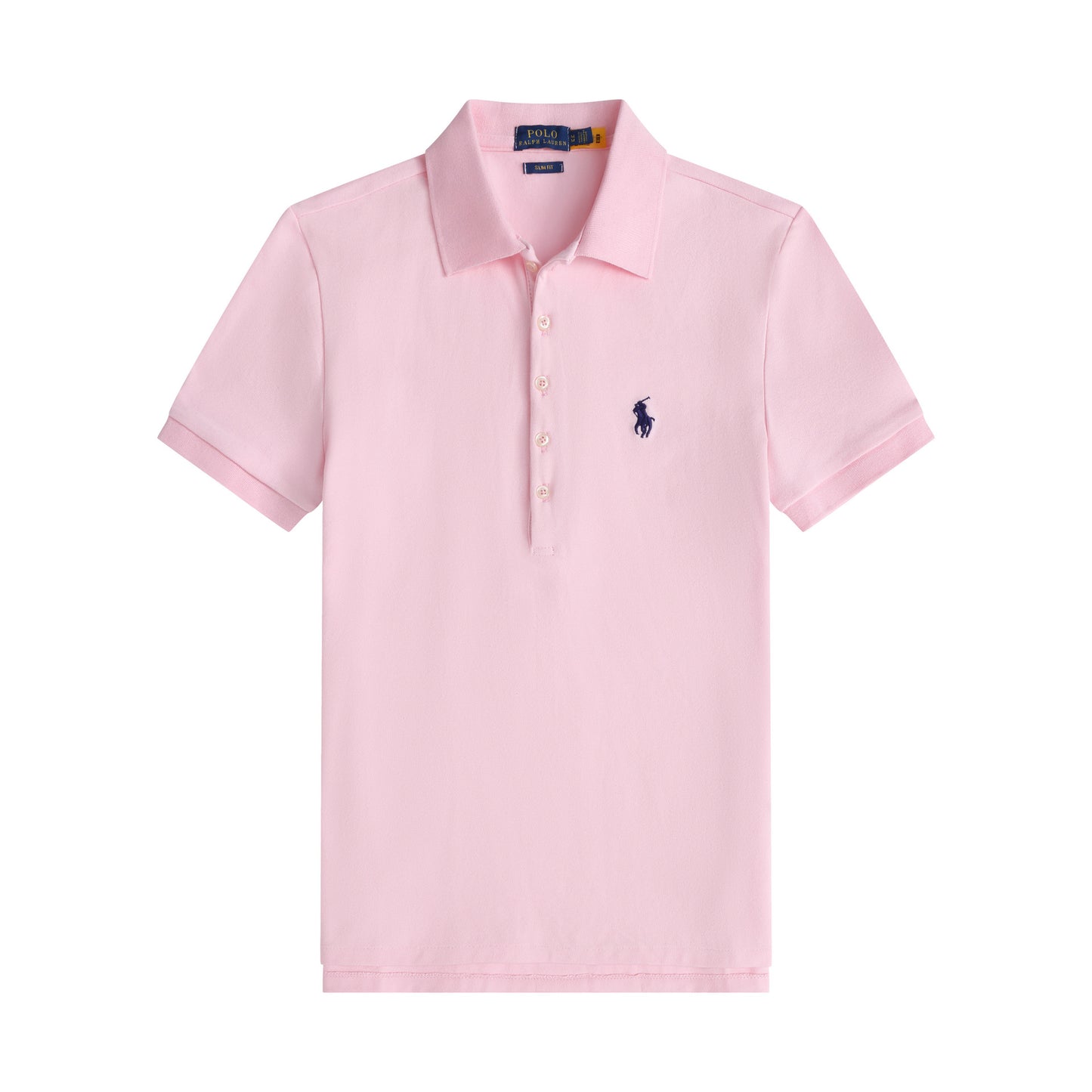 Logo de Summer Little Horse 2026: Polo de manga corta para mujer, camisa Paul de mujer de cinco botones ajustada, camiseta de algodón puro con cuello abatible