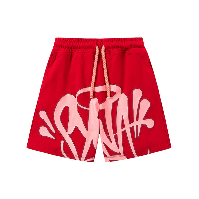 Camiseta americana de hip-hop callejero, camiseta de manga corta holgada con letras de hombre, pantalones cortos informales, conjunto deportivo versátil