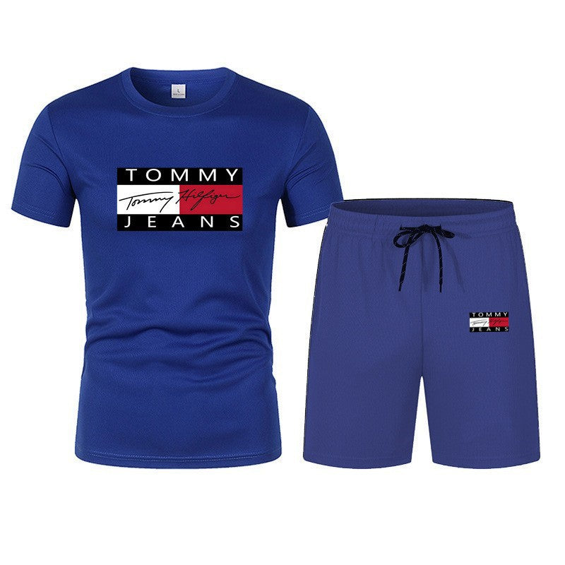 Conjunto casual casual de manga corta para hombre de manga corta en ventas 2025: pantalones cortos de talla grande transpirables de malla + conjunto de camiseta de dos piezas