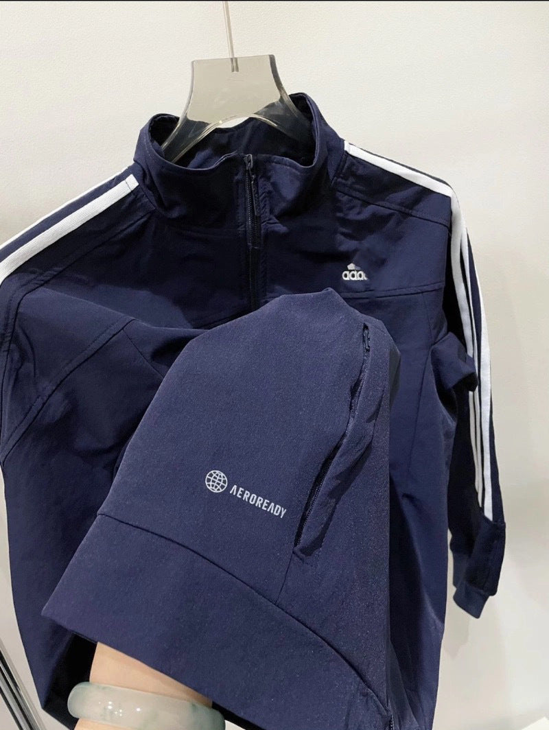 Classic cross-border QQ sugar set, spring/autumn loose high-neck jacket for men and women, sweatpants, two-piece sportswear set