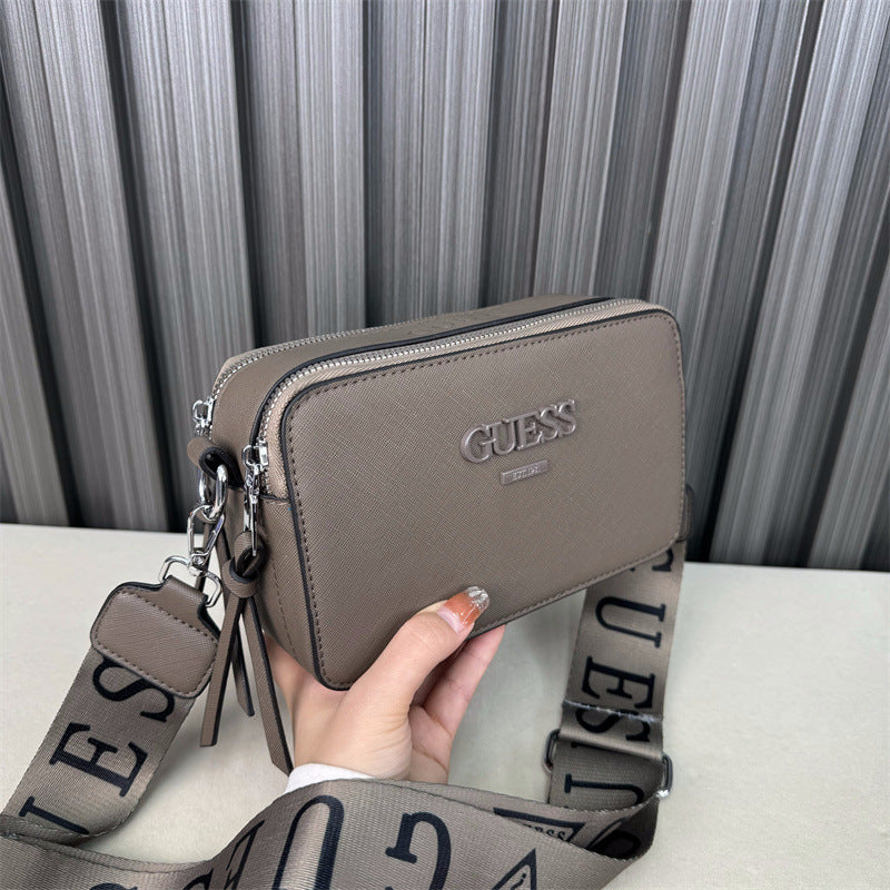Bolsa de cámara con patrón cruzado Comercio exterior transfronterizo Nuevo bolso de cámara Letra de un hombro Bandolera Bandolera de mujer Bolsas de mano Bandolera pequeña Pequeña Bolsa cuadrada Tide