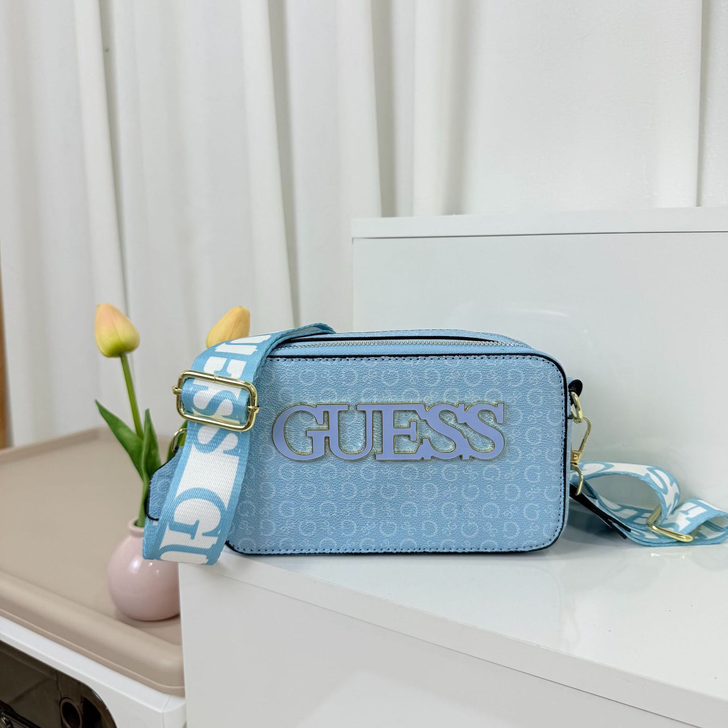 Bandolera Cámara Premium | Doble Cremallera Marca en Relieve