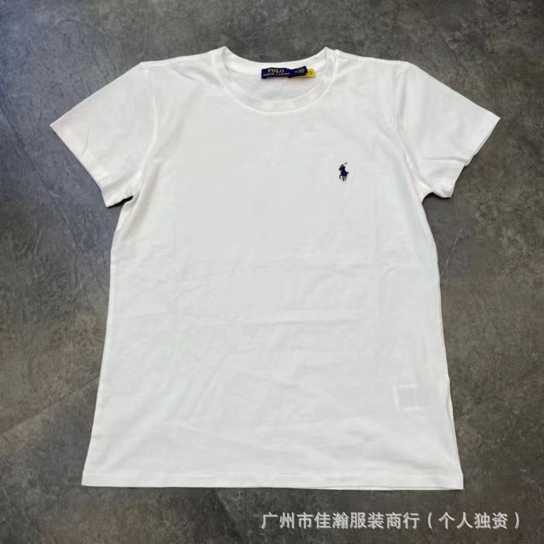Comercio exterior transfronterizo, camiseta de verano bordada con cuello redondo, camisa base unisex de algodón de manga media, camiseta versátil de manga corta