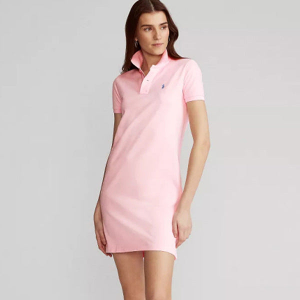 Vestido exclusivo de verano de caballo RL con cuello POLO de mujer con cuello POLO de algodón puro, vestido casual de golf deportivo femenino
