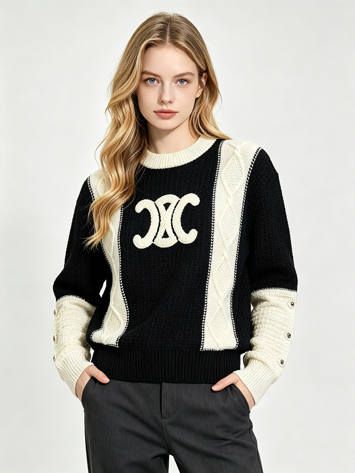 Damen-Strickpullover CE | Milchweiß