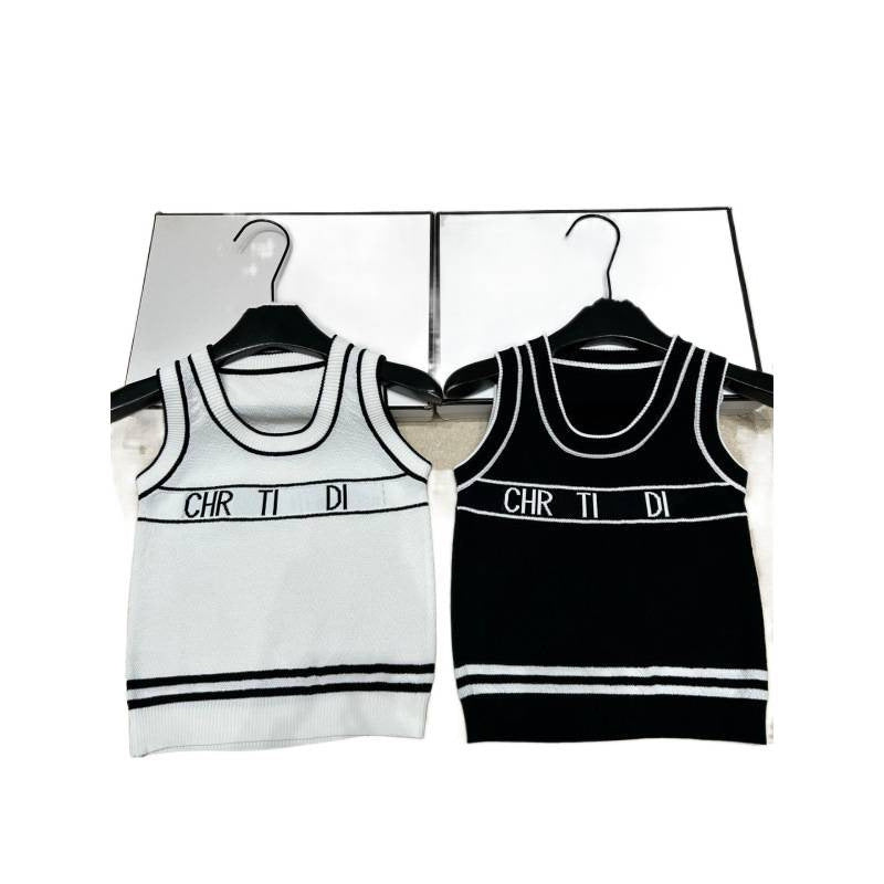 Camiseta CD de punto para mujer | Sin mangas y con letras