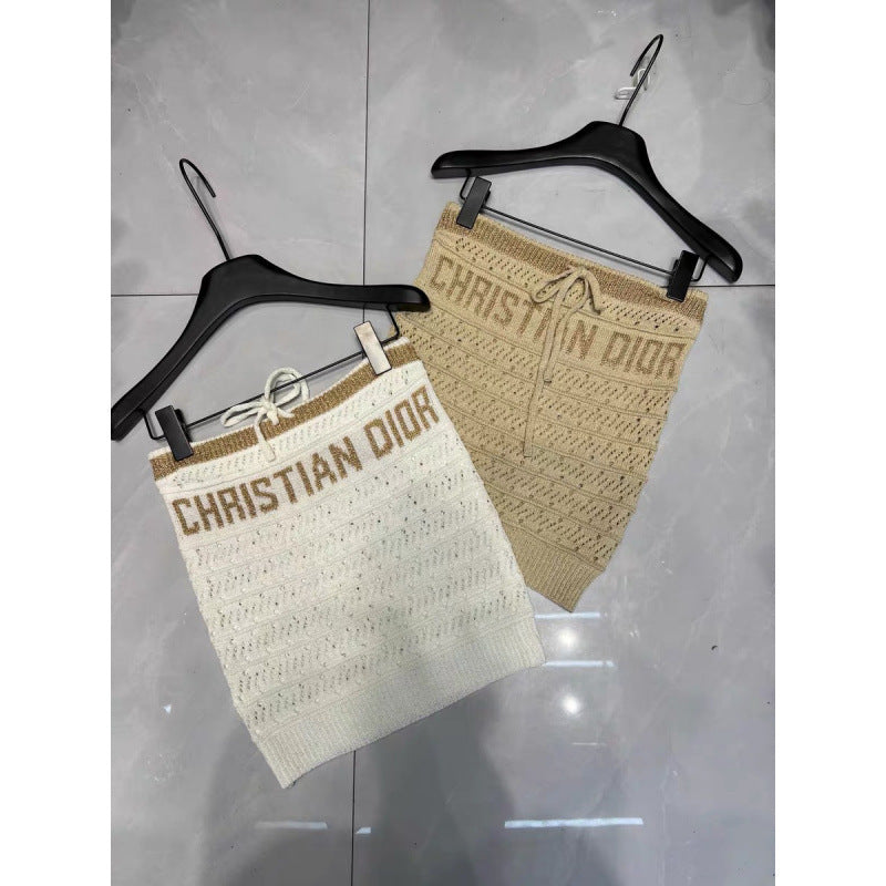 Damen-Top mit Lochmuster | Weiß und Khaki