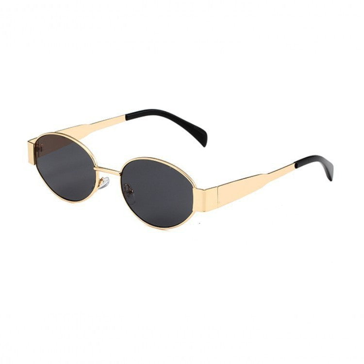4S235 Gafas de sol de metal de moda europeas y americanas Personalidad vintage Protección UV de montura estrecha Gafas de sol para conducir al aire libre