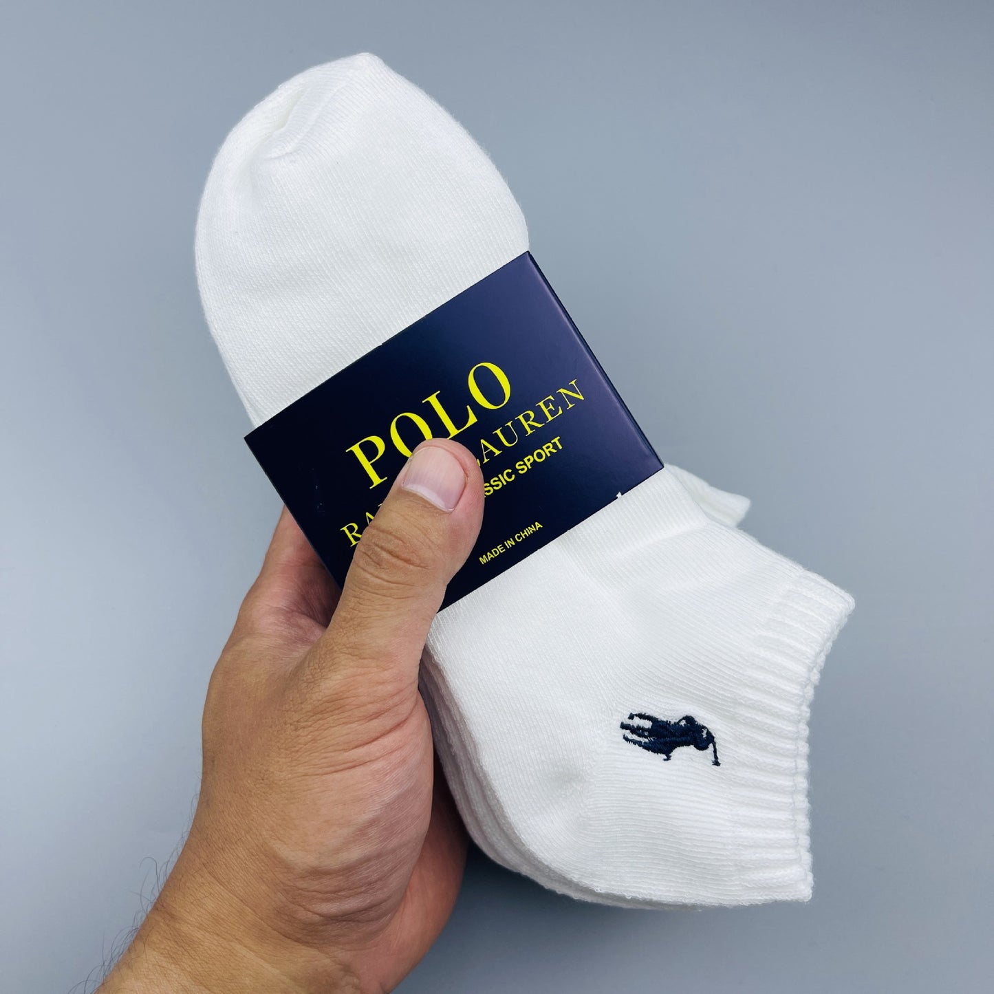 6 pares de calcetines Paul Pol Ruff Sports Pony, calcetines deportivos bordados con toallas, clásico de longitud media que absorbe el sudor