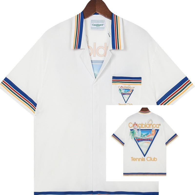 Set de camiseta de manga corta con letras de un partido de fútbol CASA de primavera/verano, jersey holgado y de moda para hombres